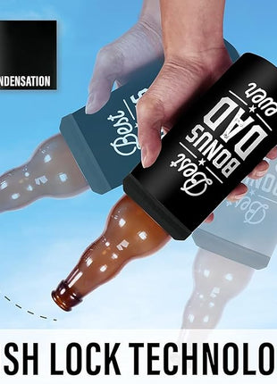 SANDJEST Bonus Dad Tumbler Gifts from Step Daughter Son - 12oz 4 in 1 Design Step Father Tumbler Cup Can Cooler - Best Bonus Dad Ever Insulated Cans Coozie Christmas, Birthday, Father's Day Gift