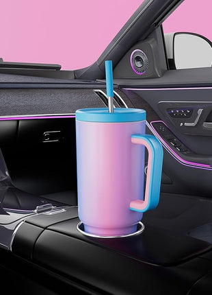 Meoky 40 oz Tumbler with Handle and Straw: Stainless Steel Insulated Tumbler with Lid and Straw - 100% Leak Proof Tumbler for Car Cup Holders - Travelers Commuters Workers, Donut