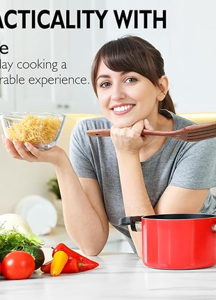 Wooden Spoons for Cooking 10 Pieces Set, Kitchen Utensils Spatula, Wooden Cooking Utensils Spoons, with Spoon Rest, Strainer Spoon, Pasta server, Fried Spatula and Salad Fork, Utensil Holder