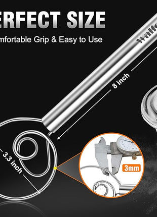 Walfos Danish Dough Whisk, Rustproof Stainless Steel Bread Whisk, Quick Mixing Bread Mixer, Dutch Dough Whisk for Cooking, Blending, Whisking, Stirring, Sourdough, Pizza, Pastry, Cake Batter…