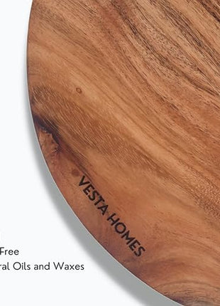 Vesta Homes Wooden Round Cutting Board/Chopping, Serving Board, Platter for Vegetables, Fruits, Cheese, Pizza and Charcuterie | Natural Acacia Wood | 11.5*11.5 Inches | Handcrafted in India