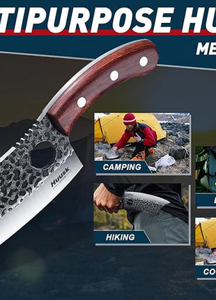 Huusk Japanese Kitchen Knife Set 6pcs with Gift Box, Butcher Knife Set for Meat Cutting, Cooking Knives with Meat Cleaver, Chef Knives Professional, Cool Mens Christmas Gift