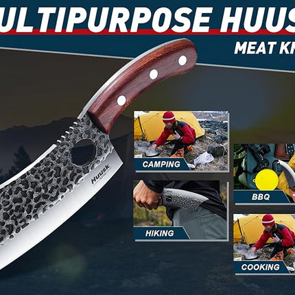 Huusk Japanese Kitchen Knife Set 6pcs with Gift Box, Butcher Knife Set for Meat Cutting, Cooking Knives with Meat Cleaver, Chef Knives Professional, Cool Mens Christmas Gift