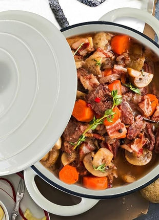 Dutch Oven,Cast Iron Dutch Ovens,Dutch Oven Pot with Lid,4.5 QT Enamel Dutch Pot,Dutch Ovens with Dual Handles,Cast Iron Pot for Braiser,Cooking,Gifts for Family,White