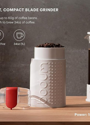 Bodum Bistro Electric Blade Coffee Grinder, White