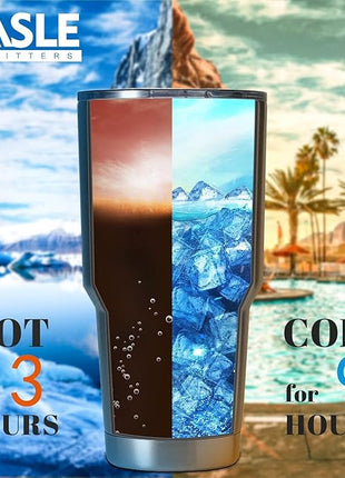 HASLE OUTFITTERS 30oz Stainless Steel Tumbler, Double Wall Vacuum Insulated Travel Mug Tumbler, Durable Insulated Coffee Mug, Gift Box Set (Amey Green, 12)