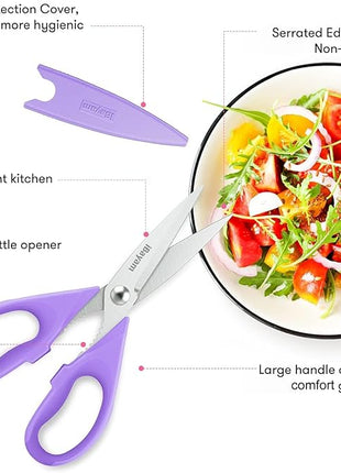 iBayam Kitchen Scissors, Purple Kitchen Utensils Accessories, All Purpose Heavy Duty Meat Scissors, Poultry Shears, Dishwasher Safe, Stainless Steel, 2-Pack, Pastel Pink, Soft Purple