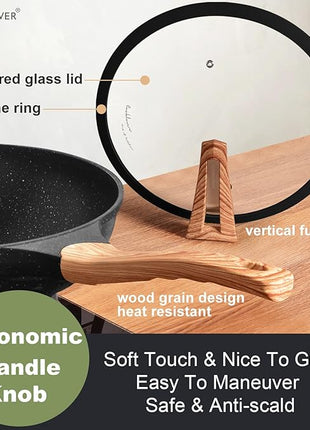 COOKLOVER Nonstick Woks And Stir Fry Pans Die-cast Aluminum Scratch Resistant 100% PFOA Free Induction Wok pan with Lid 12.6 Inch - Black