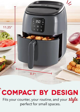 DASH Tasti-Crisp™ Electric Air Fryer Oven, 2.6 Qt., Grey – Compact Air Fryer for Healthier Food in Minutes, Ideal for Small Spaces - Auto Shut Off, Digital, 1000-Watt