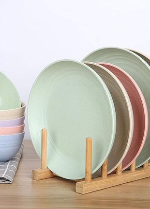LuckyZone 7.8 Inches Unbreakable Wheat Straw Plates - Reusable Plate Set - Dishwasher & Microwave Safe - Perfect for Dinner Dishes - Healthy, BPA Free & Eco-Friendly (7.8 Inches)