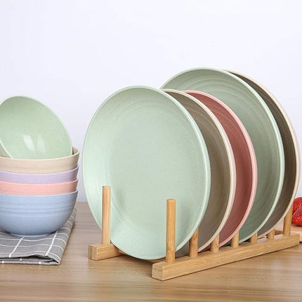LuckyZone 10 Inches Unbreakable Wheat Straw Plates - Reusable Plate Set - Dishwasher & Microwave Safe - Perfect for Dinner Dishes - Healthy, BPA Free & Eco-Friendly (10 Inches)