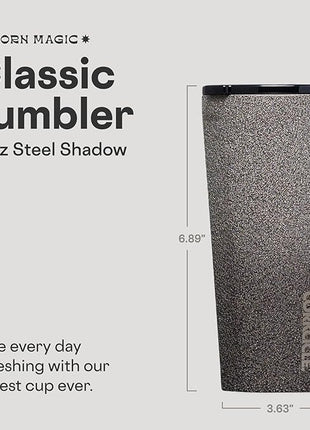 Corkcicle Classic Tumbler - Keeps Drinks Cold for 9 Hours & Hot for 3 - Triple-Insulated Stainless Steel - Holiday Tumbler Gift - 16 oz - Steel Shadow