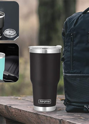 30oz Tumbler, 2 Packs Stainless Steel Double Wall Vacuum Insulated Tumbler Travel Mug With 8Pcs Reusable Straw, 2Pcs Slider Lid, Cleaning Brush, 2Pcs Handles (Black + Teal)