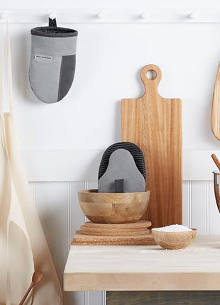 KitchenAid Beacon Two-Tone Non-Slip Mini Oven Mitt Set, Cool Grey/Frost Grey, 5.5"x8", 2 Piece