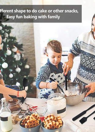 Spatulas Set of 6, Food Grade Silicone Spatulas, Heat Resistant, Seamless One Piece Design, Stainless Steel Core, Kitchen Utensils Nonstick for for Cooking, Baking and Mixing (Black)