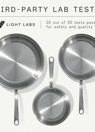 Made In Cookware - 3-Piece (Includes 8",10",12") Stainless Frying Pan Set - 5 Ply Stainless Clad - Professional Cookware - Crafted in USA - Induction Compatible
