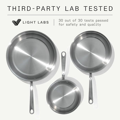 Made In Cookware - 3-Piece (Includes 8",10",12") Stainless Frying Pan Set - 5 Ply Stainless Clad - Professional Cookware - Crafted in USA - Induction Compatible