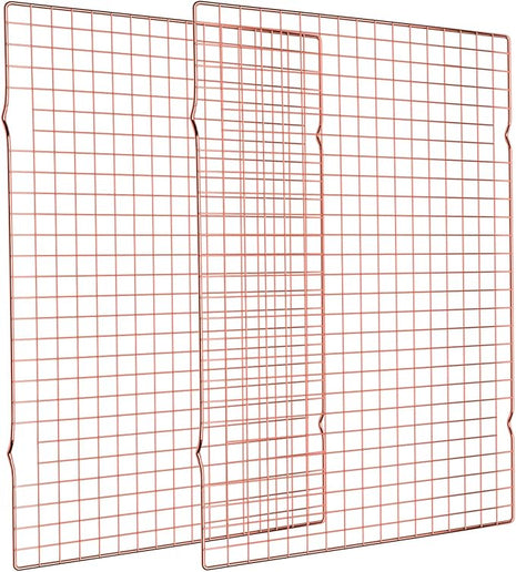 Briout Cooling Rack for Baking, 2-Pack 16x10 Inches Baking Rack, Thick Wire Cookie Rack for Cooking, Roasting, Grilling, Drying, Oven Safe, Fits Half Sheet Pan, Rose Gold