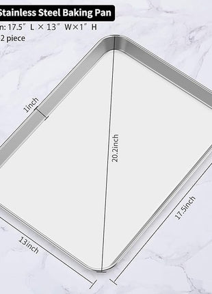 Baking Sheet Set of 2, Bastwe 18 inch Commercial Grade Stainless Steel Baking Pan, Professional Bakeware Oven Tray, Healthy & Non-toxic, Rust Free & Mirror Finish, Easy Clean & Dishwasher Safe