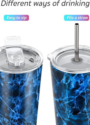 THILY Tumbler Stainless Steel Coffee Cup 26 oz Triple-Insulated Wide Mouth Travel Mug with Splash-Proof Lid, for Iced Drinks and Hot Beverage Smoothies Cup, Abysmal Sea