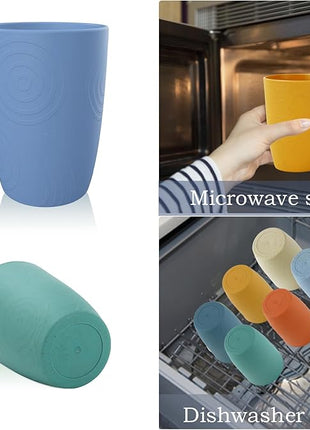 Homienly Drinking Glasses Premium Wheat Straw Unbreakable Cups - Set of 6 Alternative to Plastic Cups Reusable Unbreakable Drinking Cup Reusable Dishwasher Safe Water Glasses Tumblers (12 OZ)