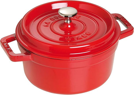 STAUB Cast Iron Round Cocotte, Dutch Oven, 2.75-quart, serves 2-3, Made in France, Cherry