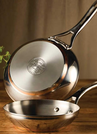 Anolon Nouvelle Stainless Stainless Steel Frying Pan Set / Fry Pan Set / Skillet Set - 8 Inch and 9.5 Inch , Silver