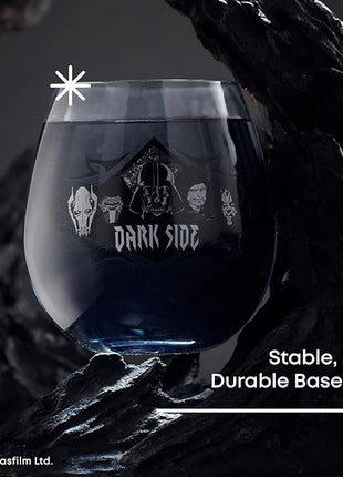 JoyJolt Star Wars Dark Side Stemless Drinking Glasses Set of 4, 15 oz Tumblers, Kitchen Glasses ft. General Grievous, Kylo Ren, Darth Vader, Emperor Palpatine, Darth Maul