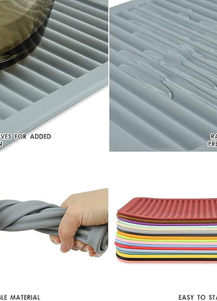 Smithcraft Silicone Trivets for Hot Dishes, Pots and Pans, Hot Pads for Kitchen, Heat Resistant Mat Quartz Countertops, Silicone Mats for Kitchen Counter, Table Pot Holders Trivet mat Set 2 Dark Grey