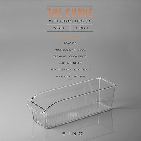 BINO | Plastic Storage Bins, Small | THE CURVE COLLECTION | Multi-Use Organizer Bins | Storage Containers Kitchen, Pantry and Home Organization | Fridge Organizers | Pantry Organization and Storage