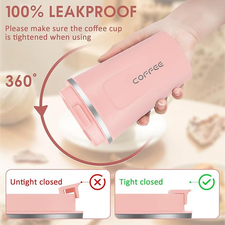 CS COSDDI 12 oz Stainless Steel Vacuum Insulated Tumbler - Coffee Travel Mug Spill Proof with Lid - Coffee Cups for Keep Hot/Ice Coffee,Tea and Beer