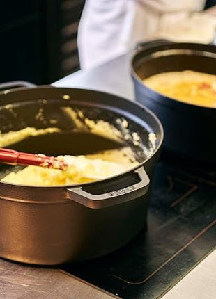 STAUB Cast Iron Round Cocotte, Dutch Oven, 13.25-quart, serves 12+, Made in France, Matte Black