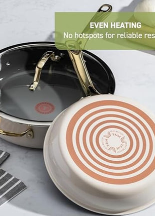T-Fal Preserve Ceramic Nonstick Frying Pan Skillet 12-inch, Oven Broiler Safe up to 350°F Cookware, InoCeram Glide Technology, Frying Pan, Skillet Pots & Pans, Beige
