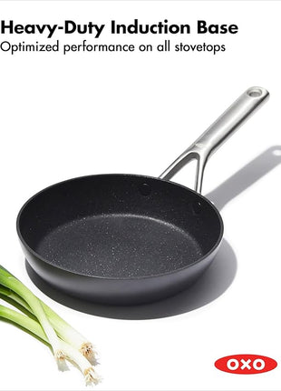 OXO Professional 8" Frying Pan Skillet, Hard Anodized Ceramic Nonstick Cookware PFAS-Free, Induction Suitable, Stainless Steel Handle, Diamond Reinforced Coating, Dishwasher Safe, Oven Safe, Black
