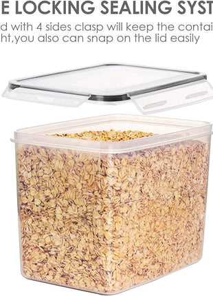 Vtopmart Food Storage Containers 3.3 quart / 3.6L, 4 Pieces BPA Free Plastic Airtight Canister for Flour, Sugar, Baking Supplies, with 4 Measuring Cups and 24 Labels,Black