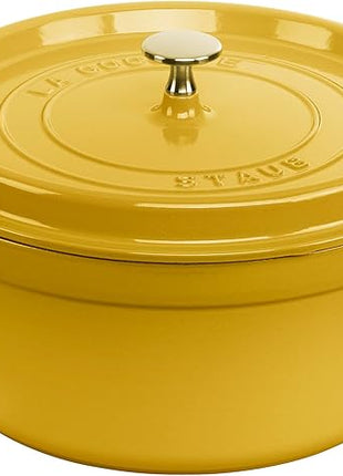 Staub Cast Iron Round Cocotte, Dutch Oven, 5.5-quart, serves 5-6, Made in France, Citron