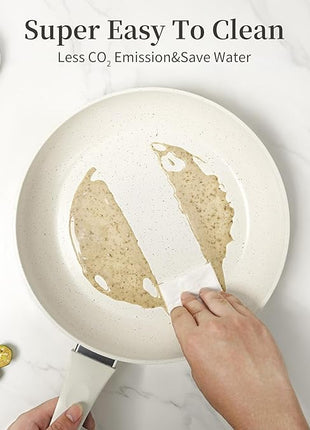 Innerwell Ceramic Non Stick Frying Pan - Non Stick Skillet Frying Pans, Safe&No Toxic Egg Omelette Frying Pan, Large Nonstick Cookware Chef's Pan, Induction Compatible, PFOA&PFAS Free(11inch, White)