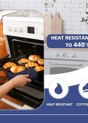 Joyhalo 4 Pack Pot Holders for Kitchen,Cotton Oven Holder with Great Heat Resistance,Non Slip Hot Pads for Kitchen Clearance,Dark Blue