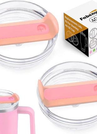 40 OZ Tumbler Lid Replacement Fit for Stanley Cup, 2 Pack Clear Replacement Lids Fit for Stanley Travel Tumbler, Spill Proof Tumbler Covers for Stanley Cup Accessories (Clear - Peachy)