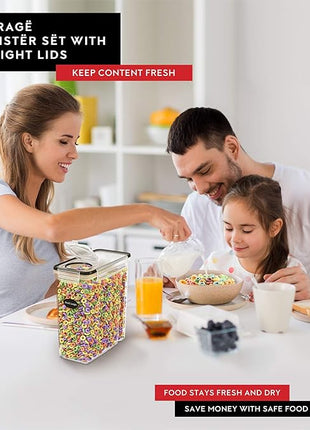 Cereal Containers Storage 3 Pack 135 fl. oz Cereal Dispenser Countertop, Airtight Food Storage Containers for Pantry Organization and Storage, Bpa-free Cereal Storage Container with Marker & Labels