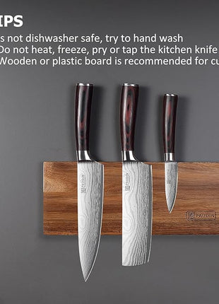 PAUDIN Kitchen Knife Set, 3 Piece High Carbon Stainless Steel Professional Chef Knife Set with Ultra Sharp Blade & Wooden Handle (Kitchen Knife Set 3 Pcs)