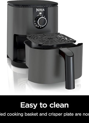 Ninja AF080 Mini Air Fryer, 2 Quarts Capacity, Compact, Nonstick, with Quick Set Timer, Grey
