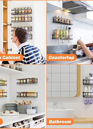 Spice Rack wall mounted 2 Pack, Space-Saving Spice Organizer for Spice Jars and Seasonings,Screw or Adhesive Hanging Spice Rack Organizer for Your Kitchen Cabinet,or Pantry Door