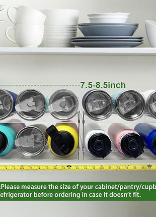 4 Pack Water Bottle Organizer, Stackable Kitchen Pantry Organization and Storage Shelf, Plastic Bottle Holder for Fridge Kitchen Cabinet Organizer and Storage, Tumbler Mug Cup Organizer