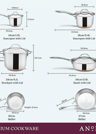Anolon Nouvelle Stainless Steel Cookware Pots and Pans Set, 10 Piece