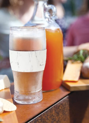 Host Freeze, Frozen Mugs, Freezable Pint Set, Beer Keep Your Drinks Cold, Double Walled Insulated Glasses, Tumbler for Iced Coffee, 16oz, Set of 2, Marble