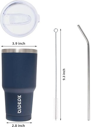BJPKPK 30 oz Tumbler with Lid and Straw Stainless Steel Double Wall Vacuum Insulated Tumblers,Navy Blue