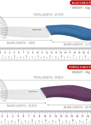 Ceramic Knife Set with Sheaths - Black 5 Piece Kitchen Set: 6" Chef, 5" Utility, 4" Fruit, 3" Paring Knife, One Peeler