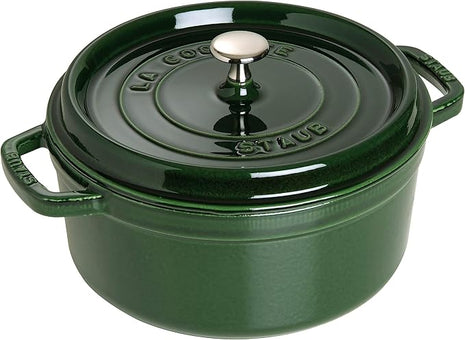 STAUB Cast Iron Roaster/Cocotte, Round, 24 cm, 3.8 L, Basil/Green