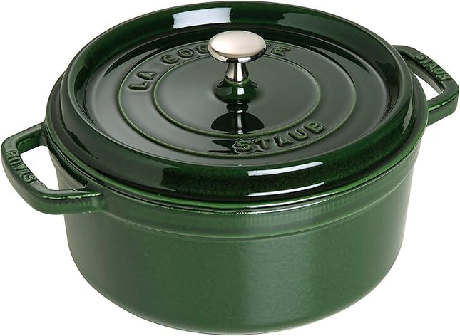 STAUB Cast Iron Roaster/Cocotte, Round, 28 cm, 6.7 L, Basil/Green